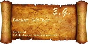 Becker Gábor névjegykártya